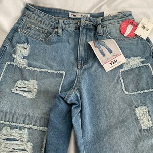 YMI mom jeans light wash back comfort stretch